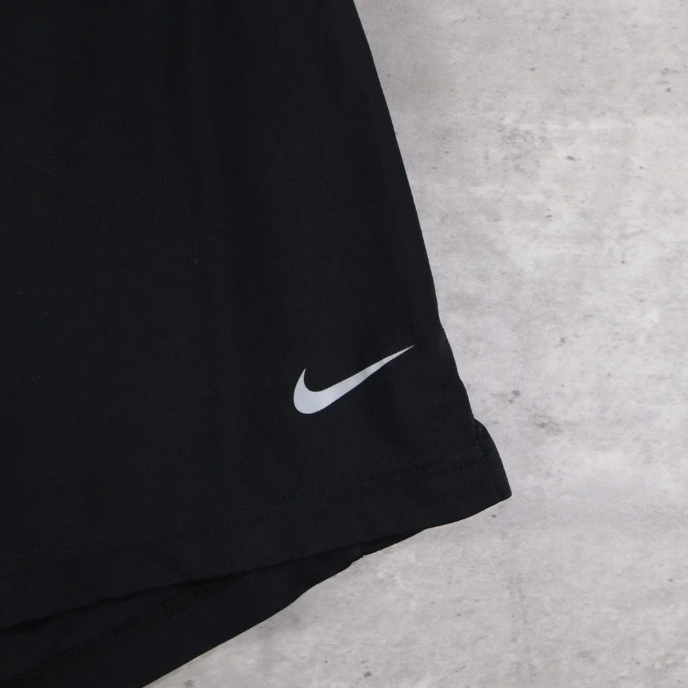 modern nike dri-fit shorts baggy black swoosh mens large